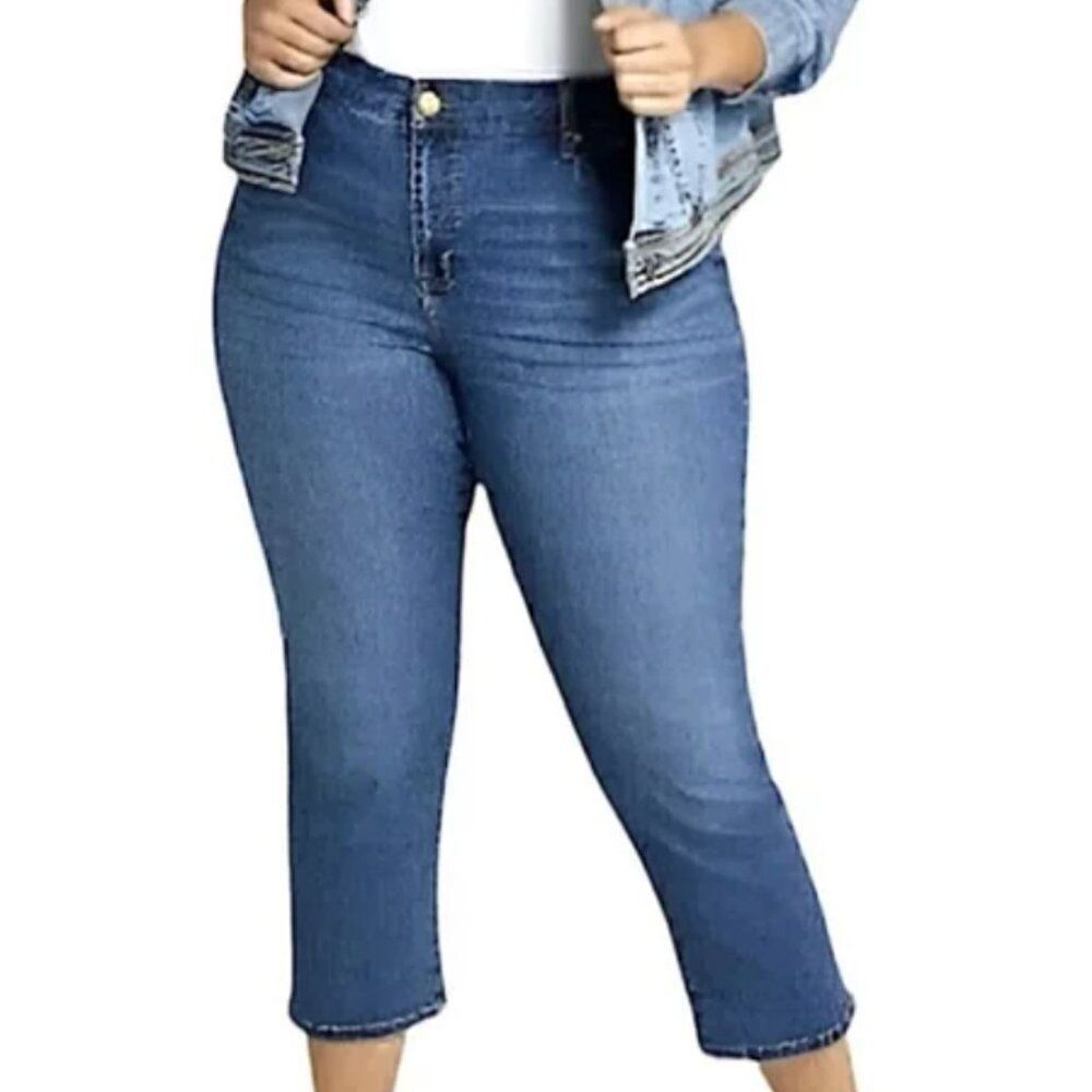 Lane Bryant Flex Magic Waistband Mid-Rise Girlfriend Crop Jeans in Size 24